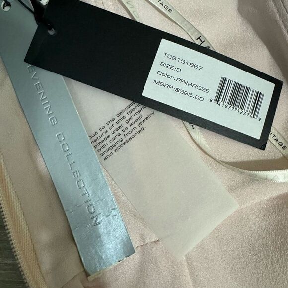 Halston Heritage Women's 0 Strapless Evening Dress Primrose Pink Layered Maxi - Picture 9 of 9